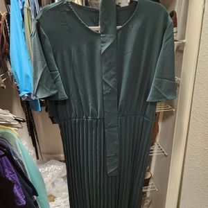 Green Pleated Dress